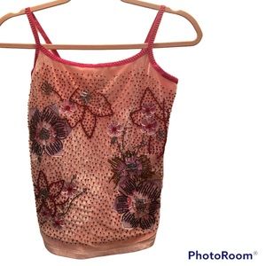 Vintage Express Beaded Floral Design Vintage Lace Back Dress Party Top ⭐️⭐️⭐⭐️⭐️
